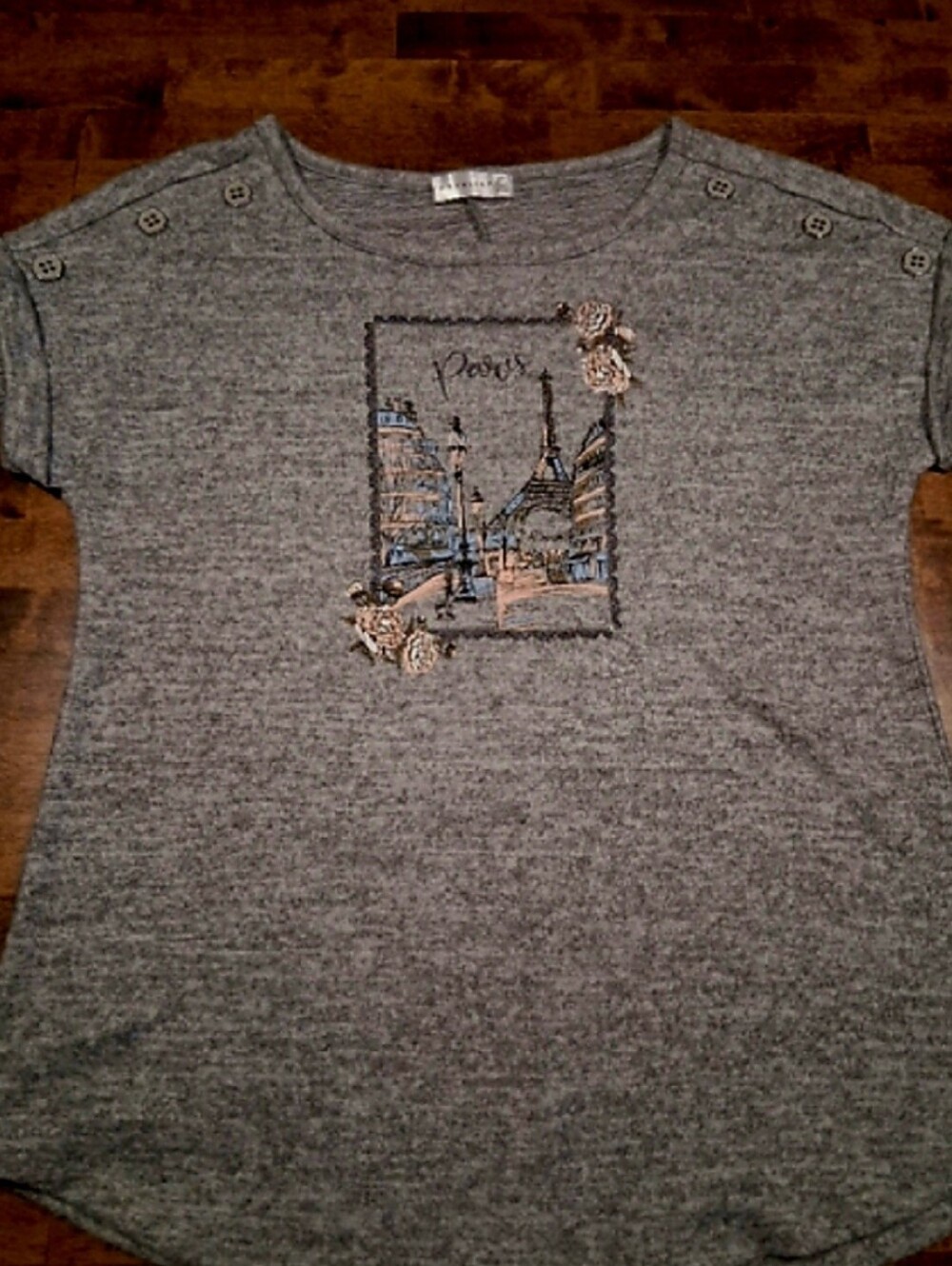 Retrology Paris Gray Tee Size SP with Free Shipping